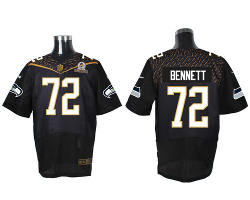 Nike Seahawks #72 Michael Bennett Black 2016 Pro Bowl Men's Stitched NFL Elite Jersey - Click Image to Close